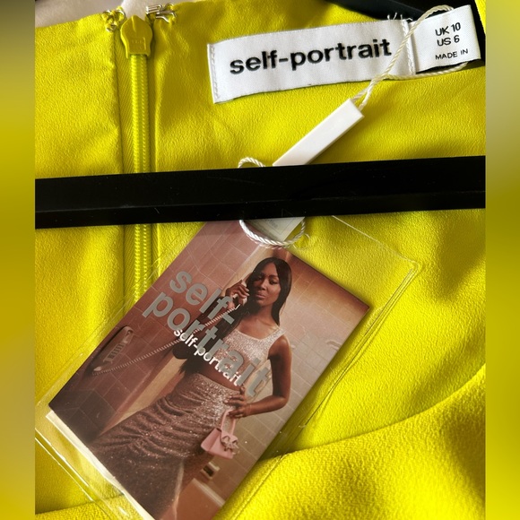 Self Portrait Yellow Crepe Ruched Midi Dress with Tags - Picture 4 of 4